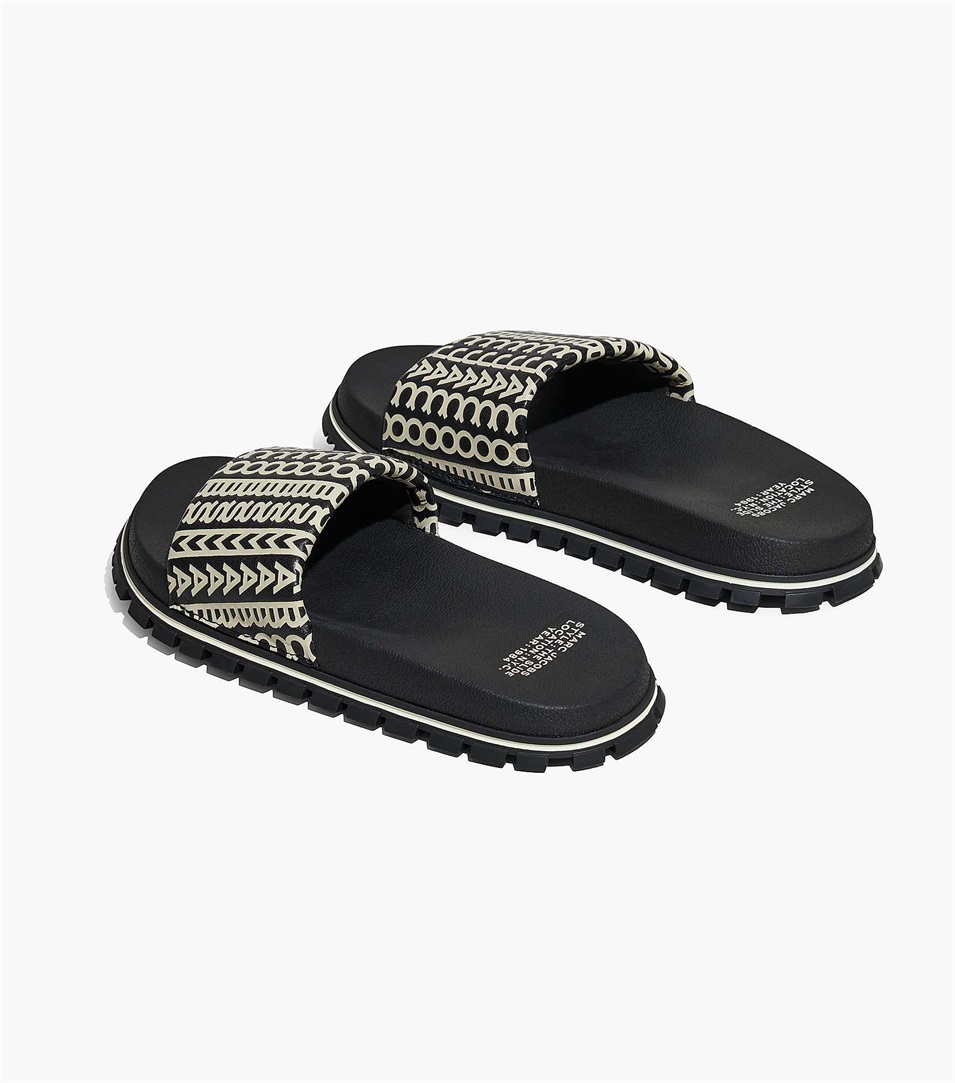 Chanclas Marc Jacobs The Monogram Mujer Negras Blancas | Peru-75236