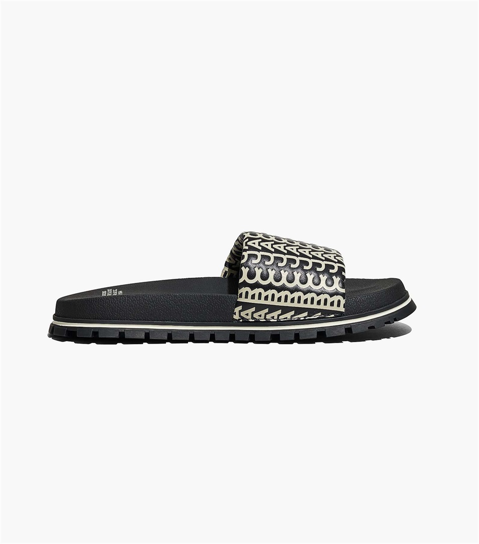 Chanclas Marc Jacobs The Monogram Mujer Negras Blancas | Peru-75236