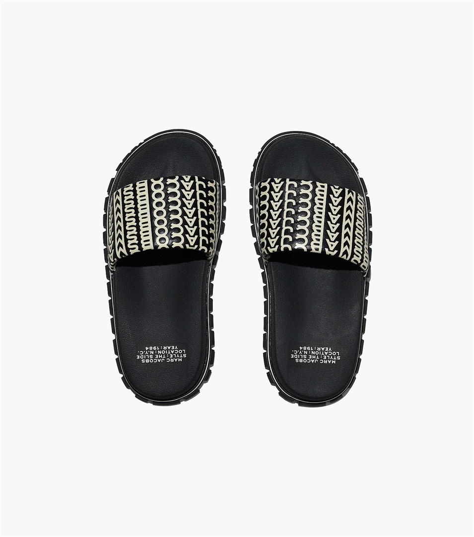 Chanclas Marc Jacobs The Monogram Mujer Negras Blancas | Peru-75236