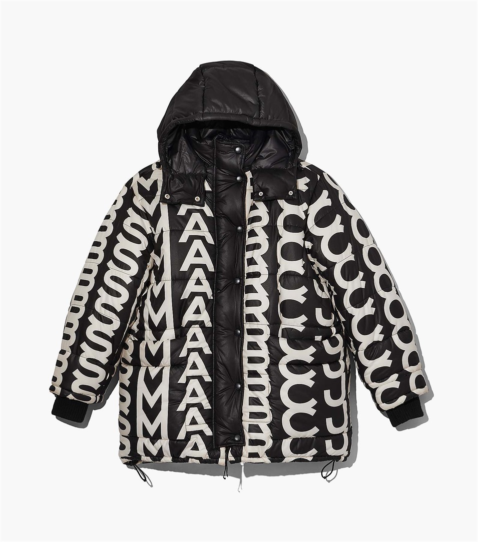 Chaqueta Puffer Marc Jacobs The Monogram Oversized Mujer Negras Blancas | Peru-87426