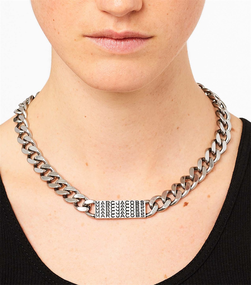 Collar Marc Jacobs The Barcode Monogram ID Chain Mujer Plateadas | Peru-84903