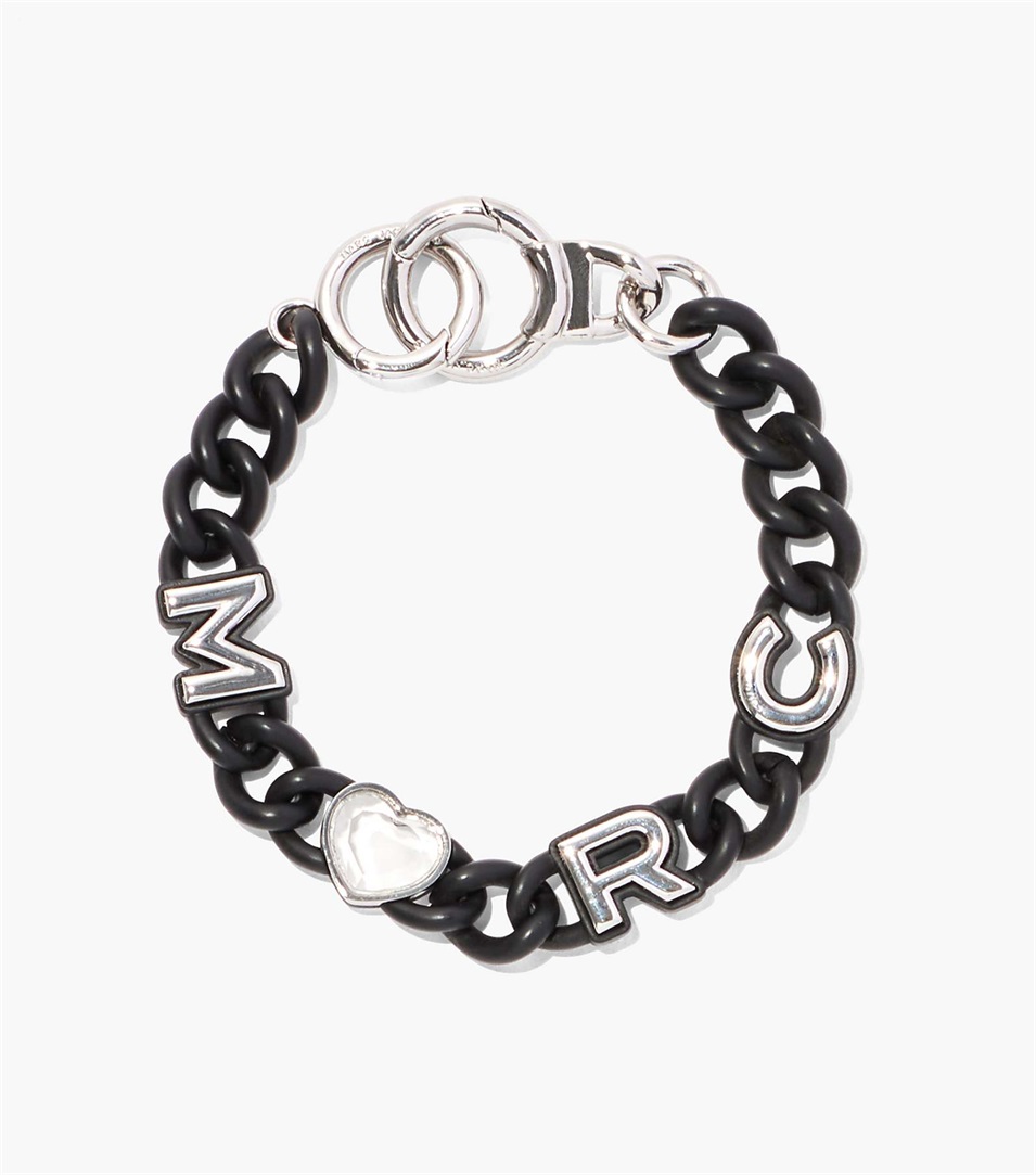 Collar Marc Jacobs The Charmed Heart Chain DTM Mujer Negras Plateadas | Peru-71453