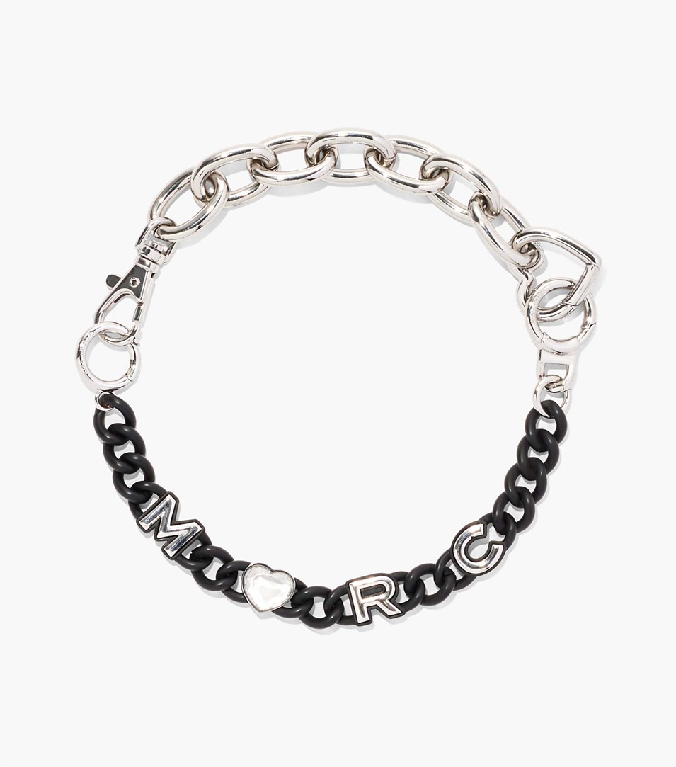 Collar Marc Jacobs The Charmed Heart Chain DTM Mujer Negras Plateadas | Peru-71453