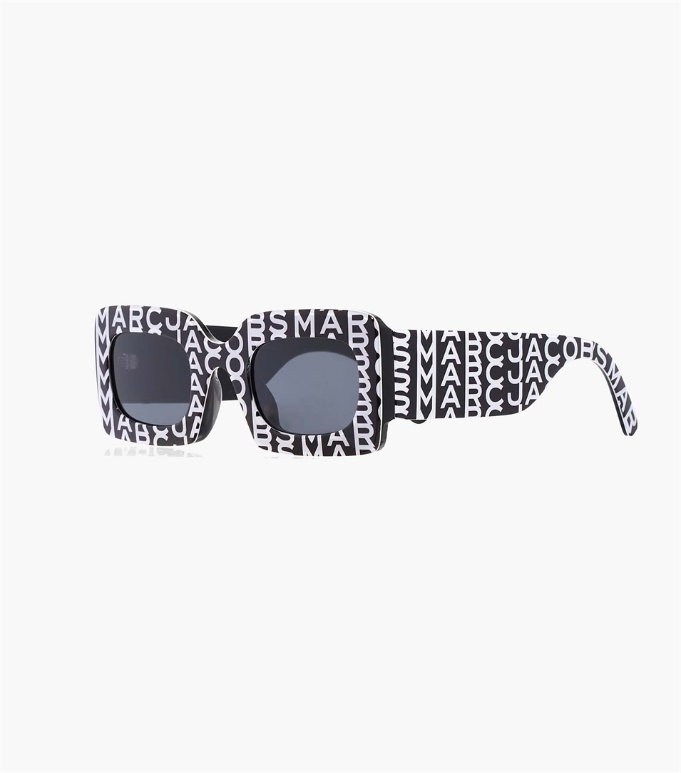 Gafas de Sol Marc Jacobs The Monogram Rectangular Mujer Negras Blancas | Peru-53726