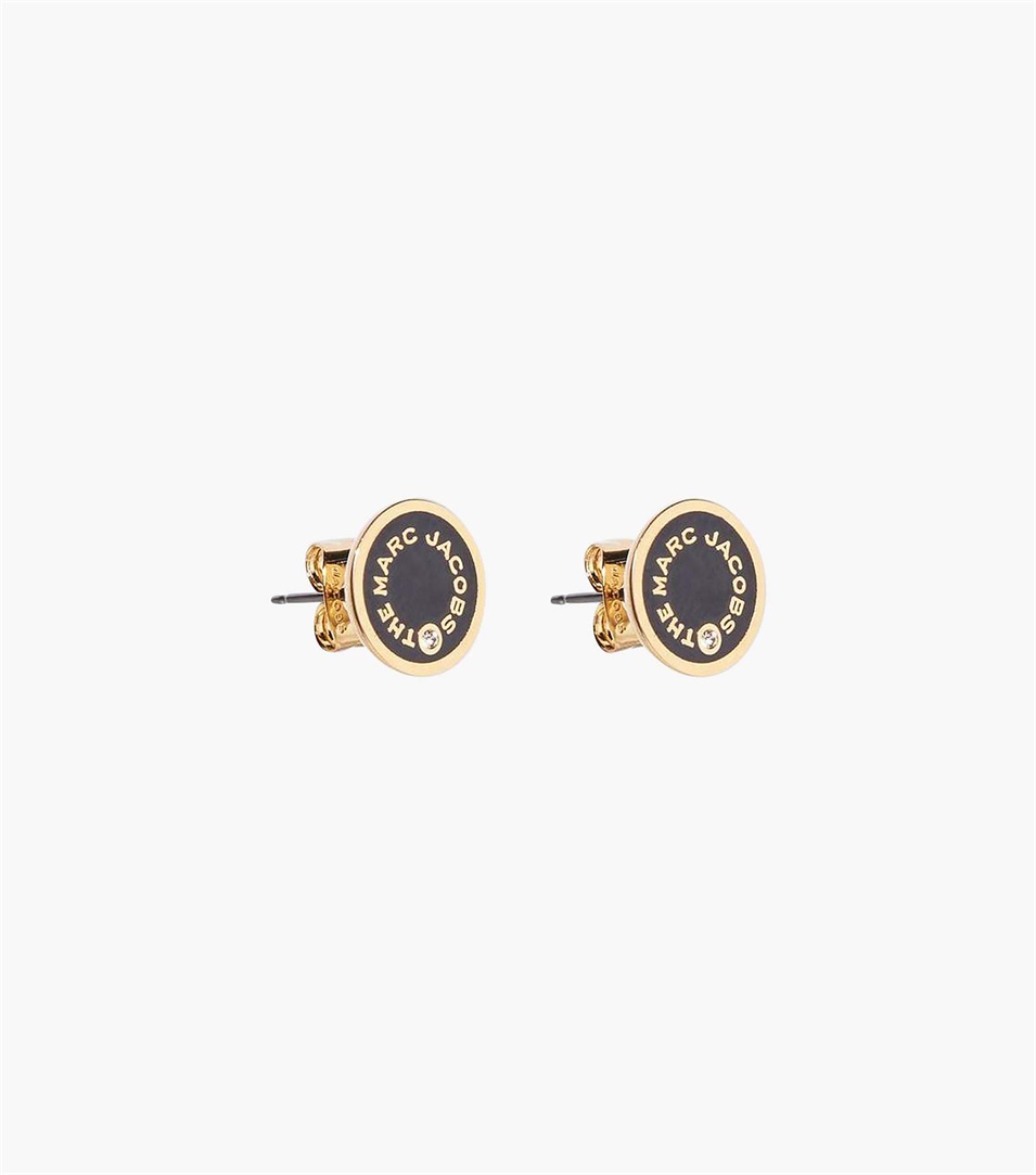 Joyería Marc Jacobs The Medallion Studs Mujer Negras Doradas | Peru-57269