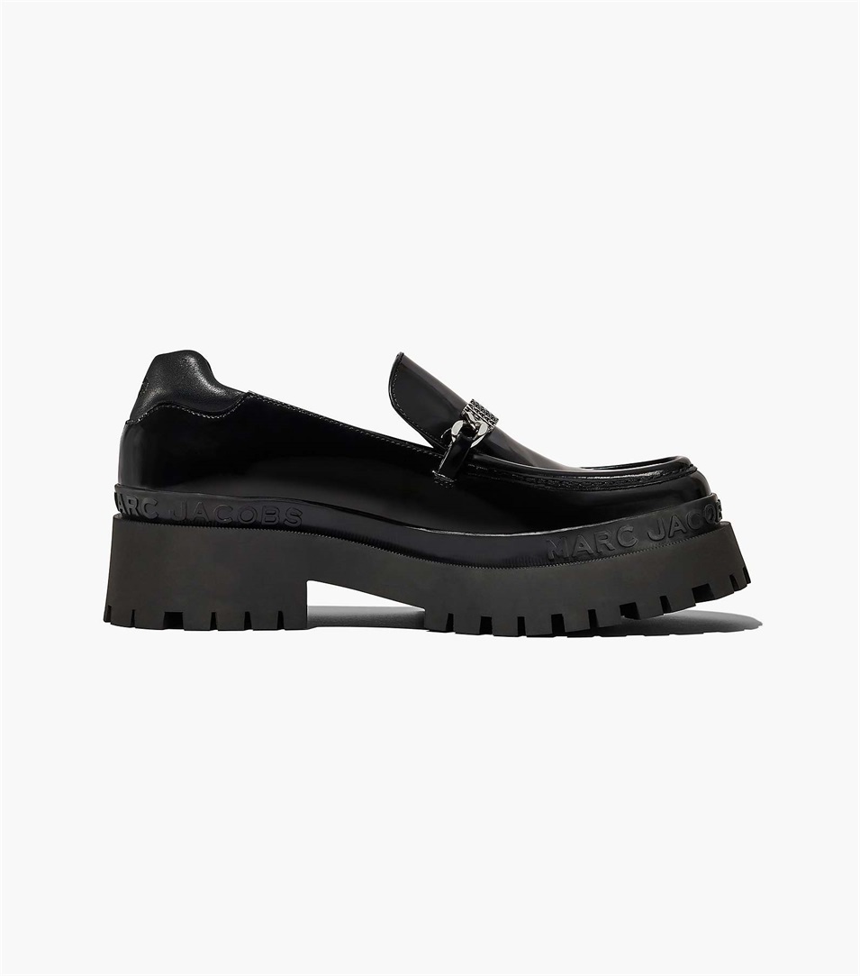 Loafers Marc Jacobs The Leather Barcode Monogram Mujer Negras | Peru-76258