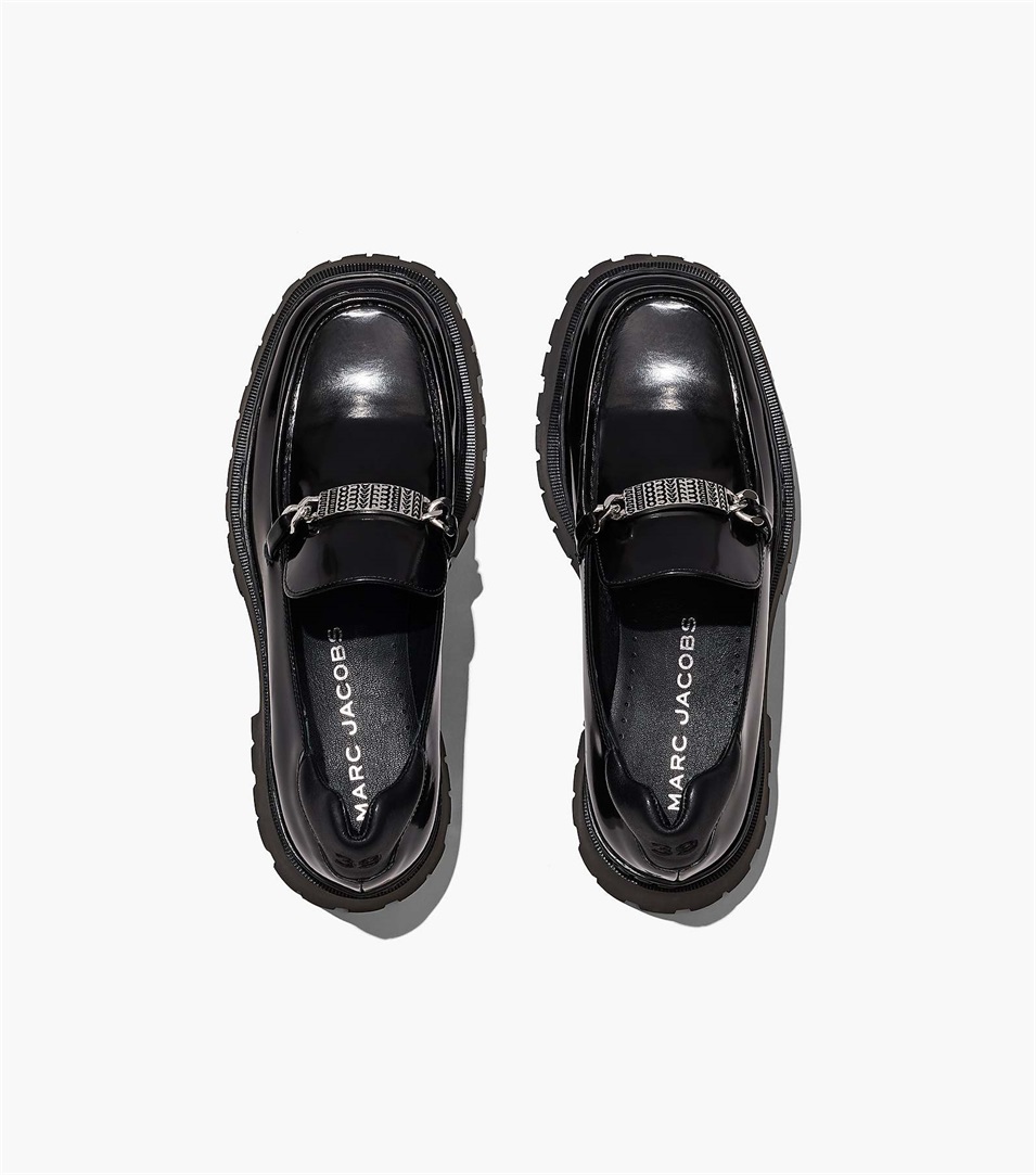 Loafers Marc Jacobs The Leather Barcode Monogram Mujer Negras | Peru-76258