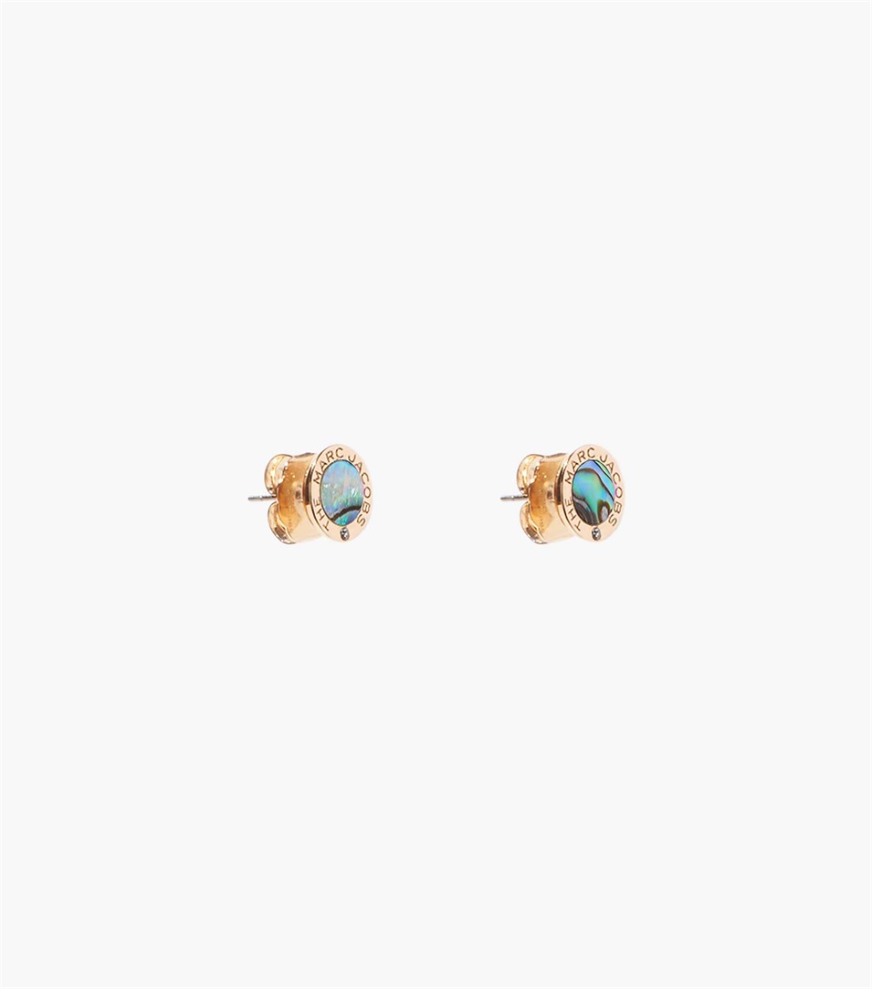 Pendientes Marc Jacobs The Medallion Abalone Mujer Doradas | Peru-79360