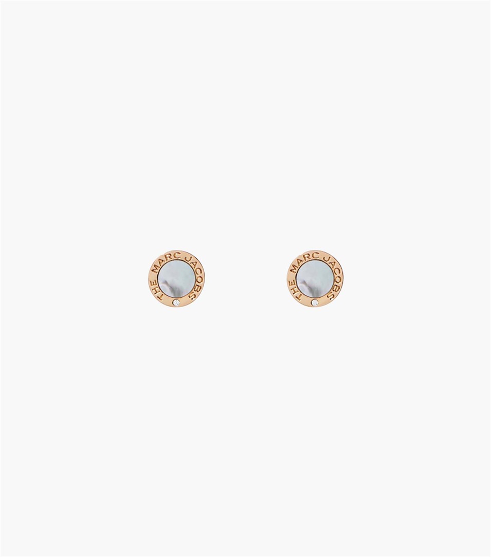 Pendientes Marc Jacobs The Medallion Mother of Pearl Mujer Doradas | Peru-31804