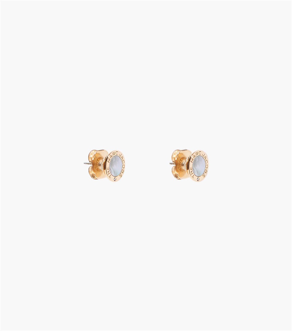 Pendientes Marc Jacobs The Medallion Mother of Pearl Mujer Doradas | Peru-31804