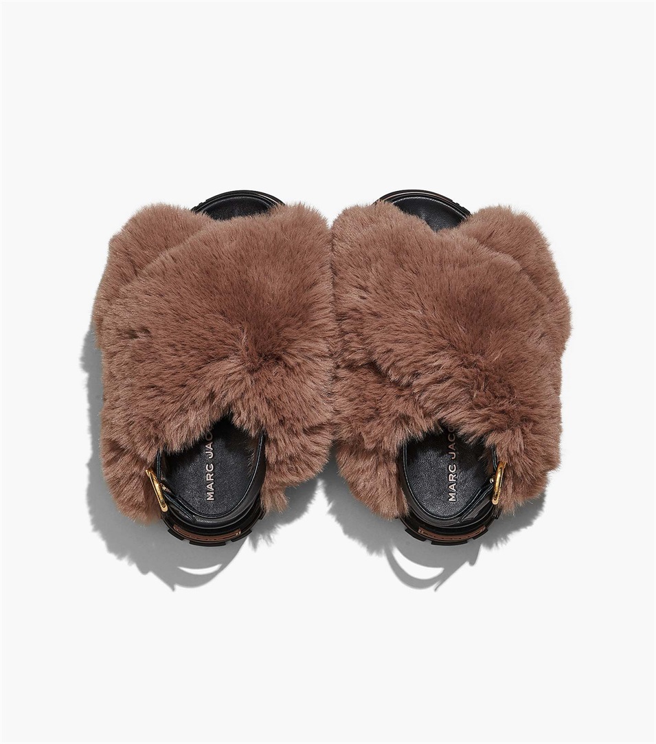 Sandalias de Plataforma Marc Jacobs The Faux Fur Mujer Naranjas | Peru-09731