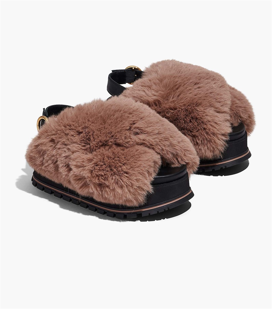 Sandalias de Plataforma Marc Jacobs The Faux Fur Mujer Naranjas | Peru-09731