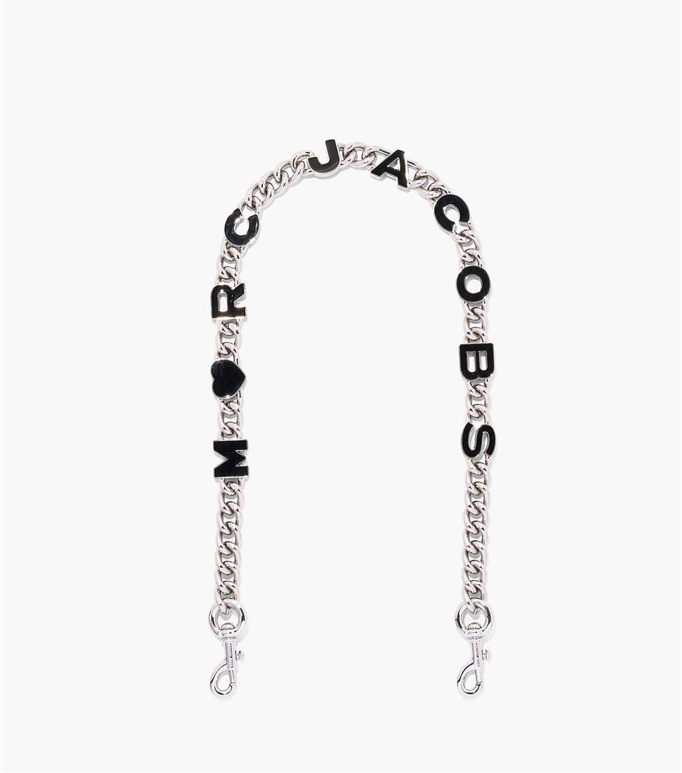 Strap Marc Jacobs The Heart Charm Chain Shoulder Mujer Negras Plateadas | Peru-15407