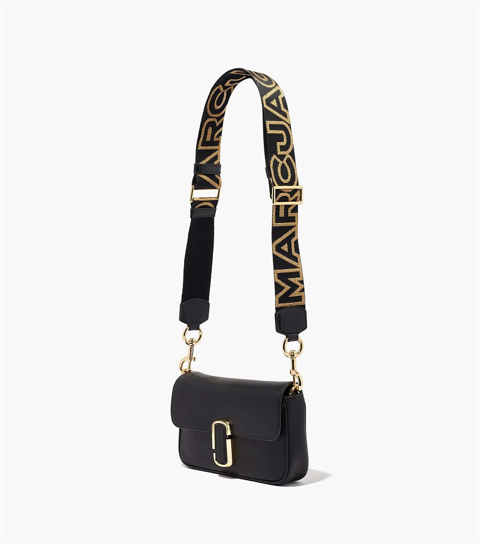 Strap Marc Jacobs The Outline Logo Webbing Mujer Negras Doradas | Peru-38025