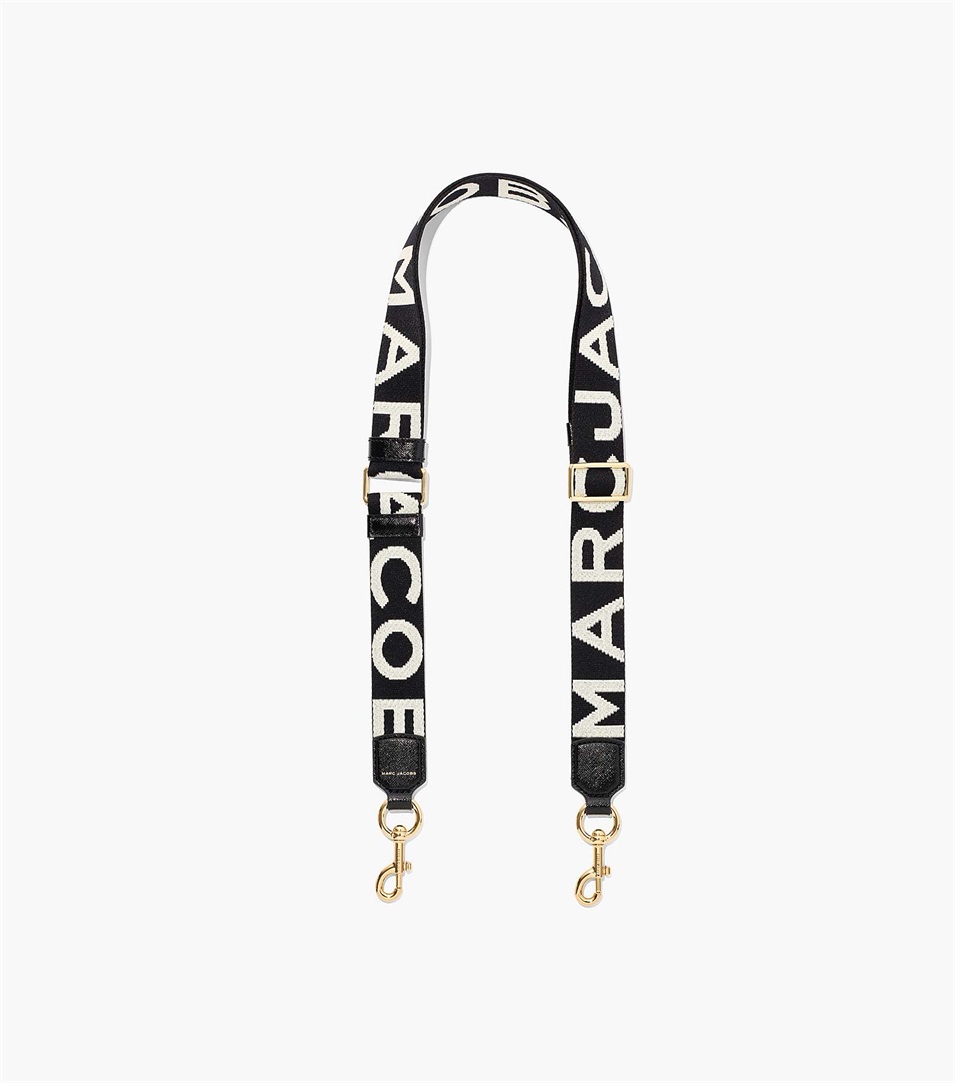 Strap Marc Jacobs The Thin Logo Webbing Mujer Negras Blancas | Peru-60583