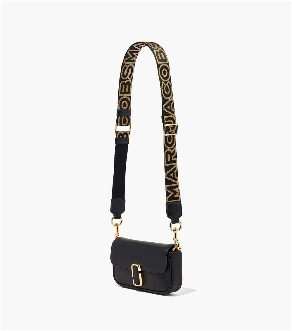 Strap Marc Jacobs The Thin Outline Logo Webbing Mujer Negras Doradas | Peru-37642