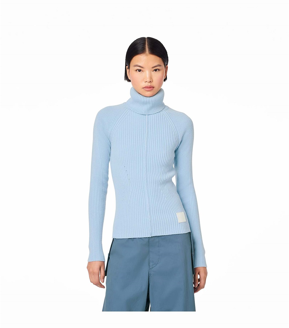 Suéteres Marc Jacobs The Ribbed Turtleneck Mujer Azules | Peru-45173