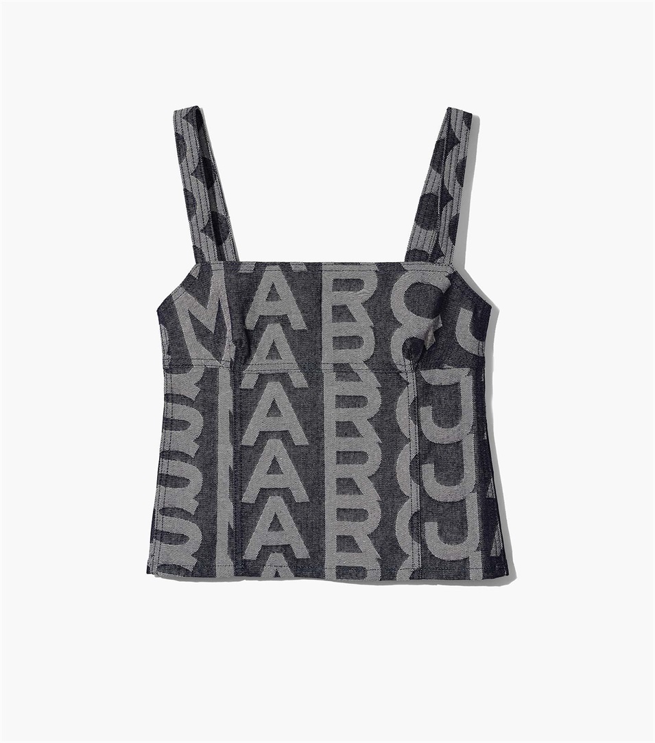 Tops Marc Jacobs The Monogram Denim Bustier Mujer Azules | Peru-43172