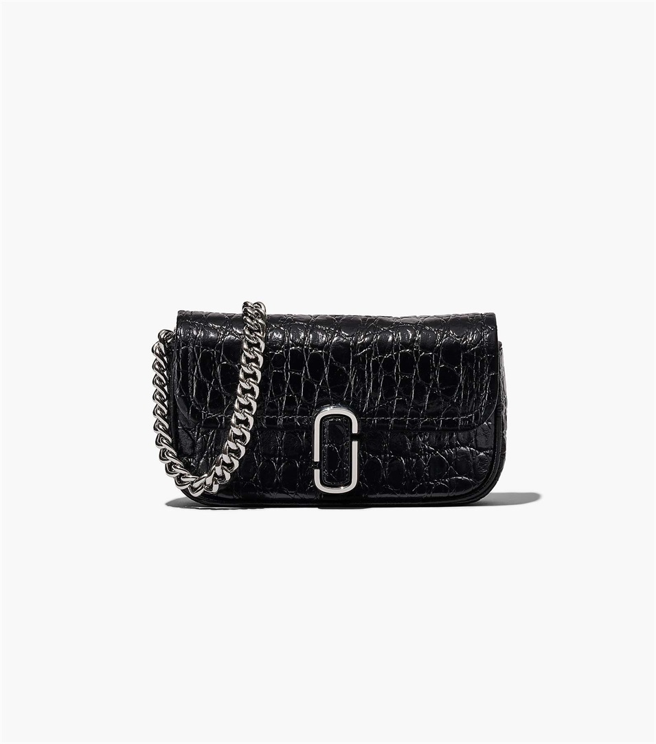 Bolsa De Hombro Marc Jacobs The Croc-Embossed J Marc Mini Mujer Negras | Peru-48395