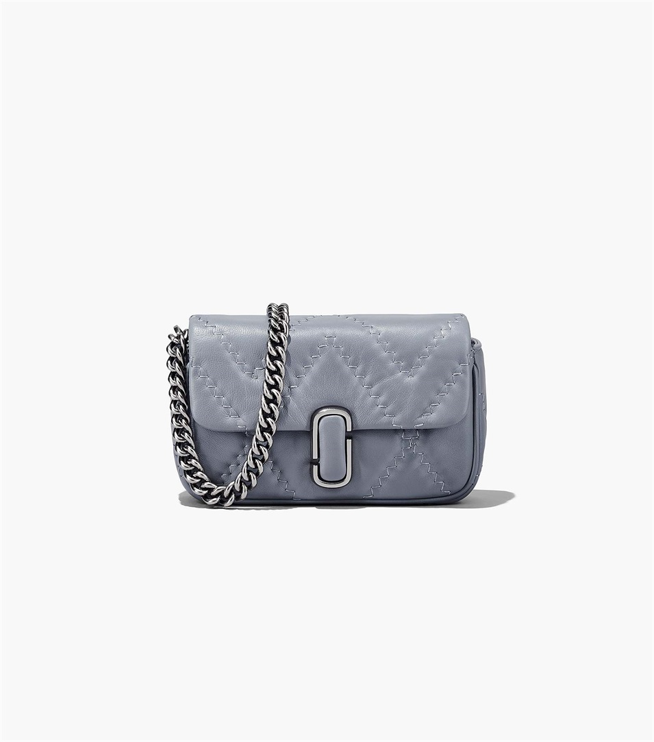 Bolsa De Hombro Marc Jacobs The Quilted Leather J Marc Mini Mujer Gris | Peru-64201