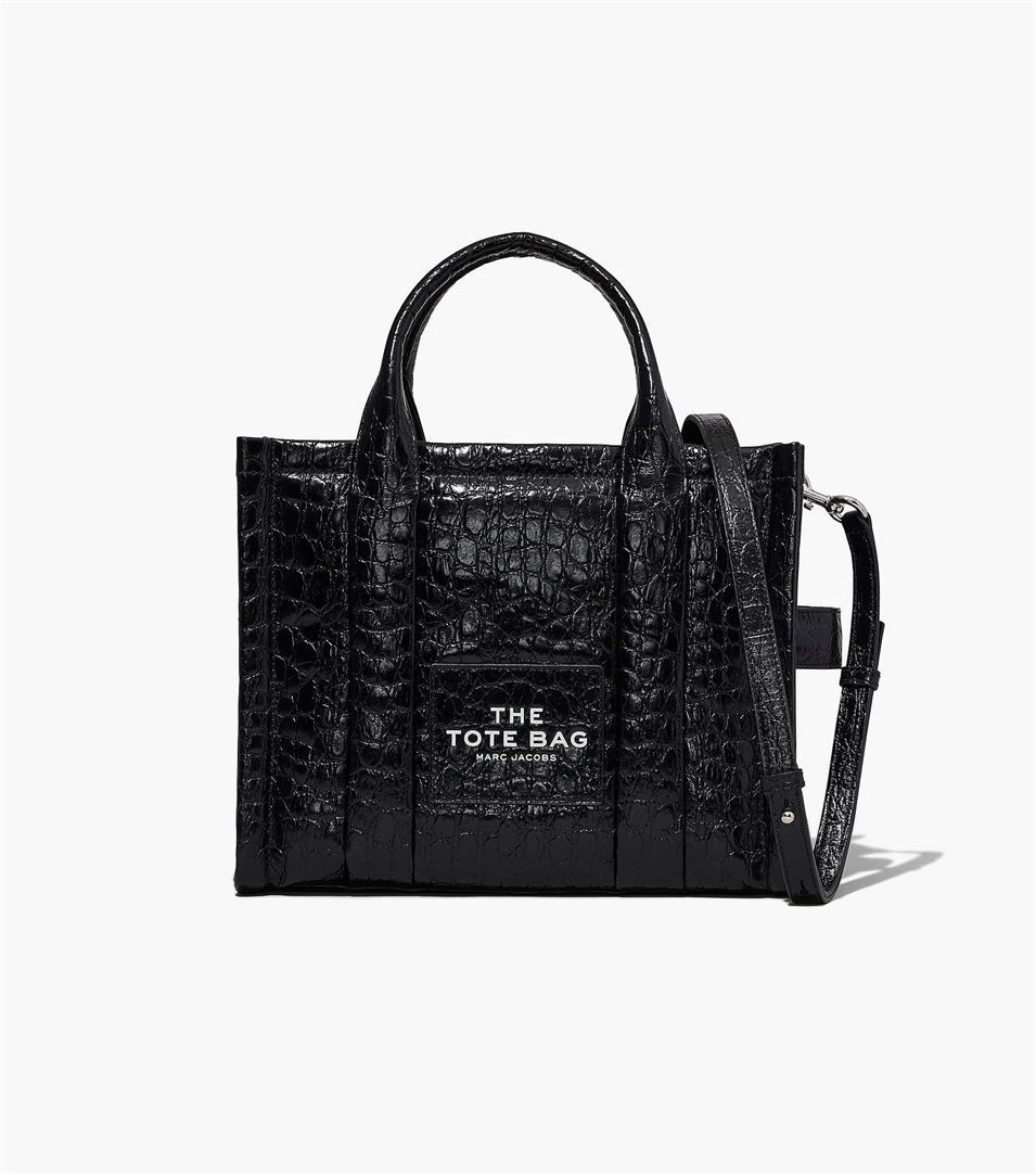 Bolso Tote Marc Jacobs The Croc-Embossed Medium Mujer Negras | Peru-17694