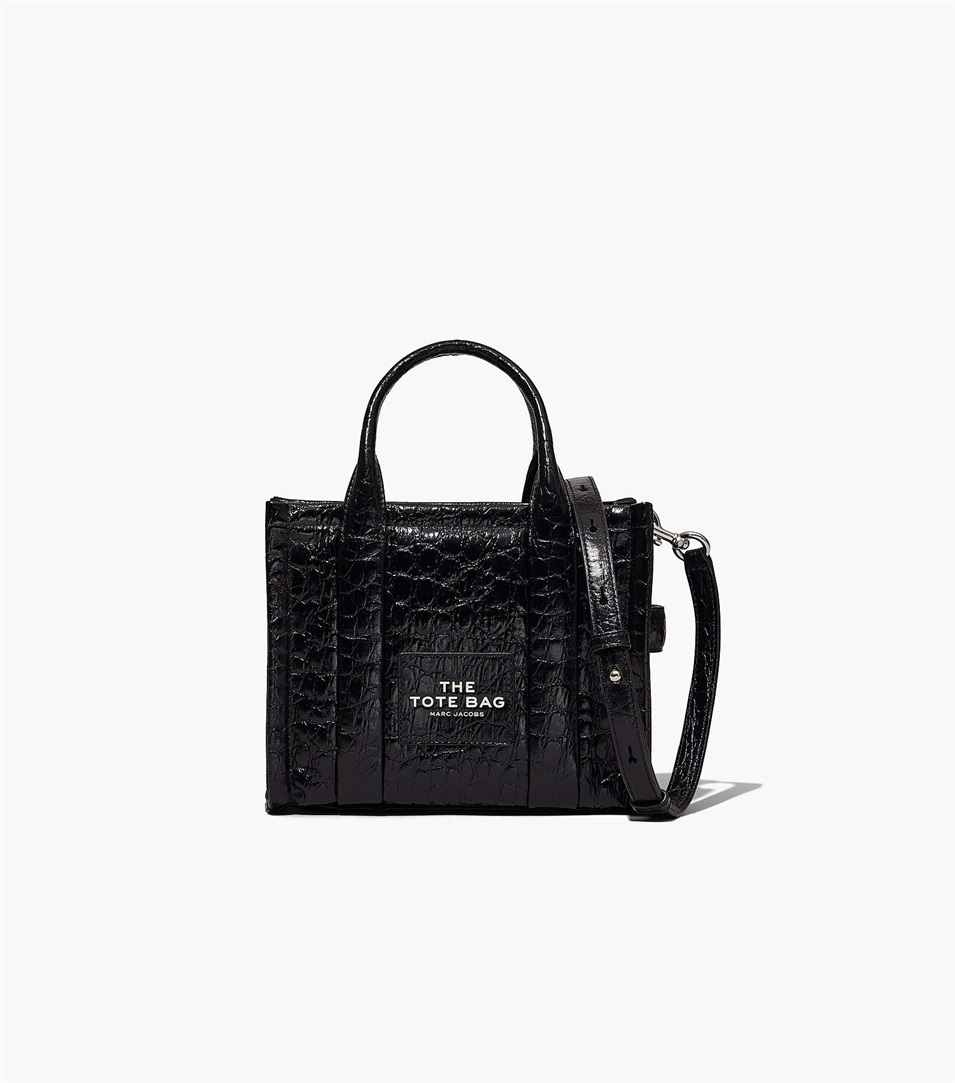 Bolso Tote Marc Jacobs The Croc-Embossed Mini Mujer Negras | Peru-27986