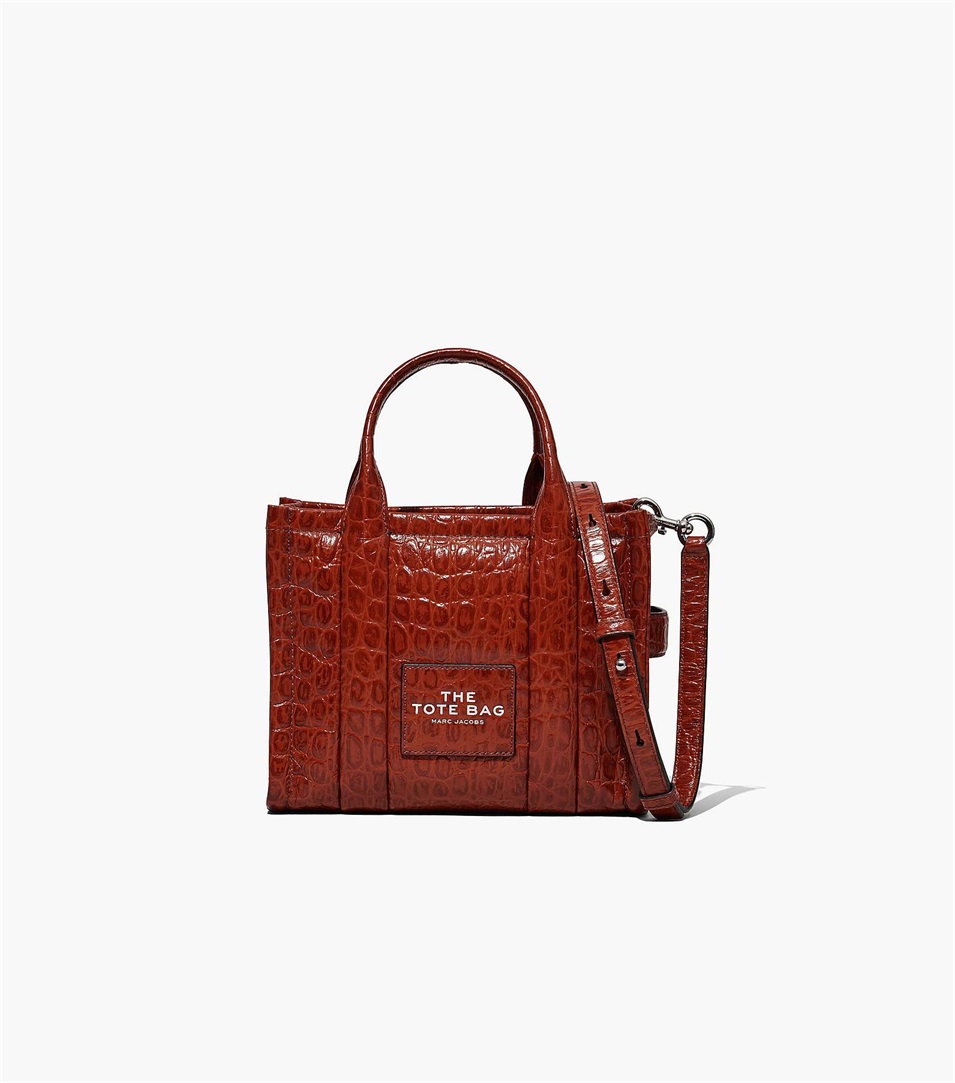 Bolso Tote Marc Jacobs The Croc-Embossed Mini Mujer Marrones Marrones | Peru-30296