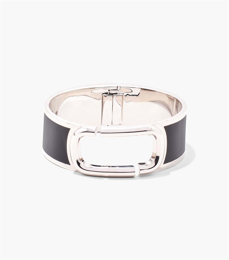 Brazaletes Marc Jacobs The J Marc Large Hinge Mujer Negras Plateadas | Peru-67284