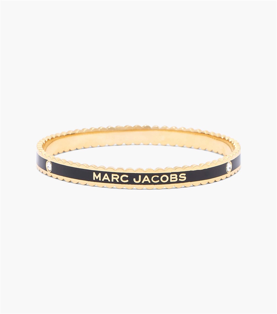 Brazaletes Marc Jacobs The Medallion Scalloped Mujer Negras Doradas | Peru-56279