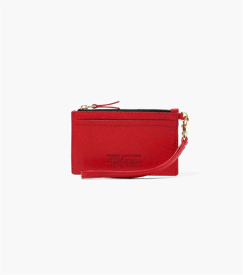 Carteras Marc Jacobs The Leather Top Zip Wristlet Mujer Rojas | Peru-23180