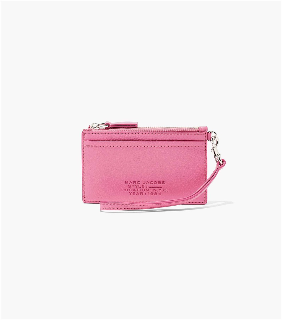 Carteras Marc Jacobs The Leather Top Zip Wristlet Mujer Rosas | Peru-29157