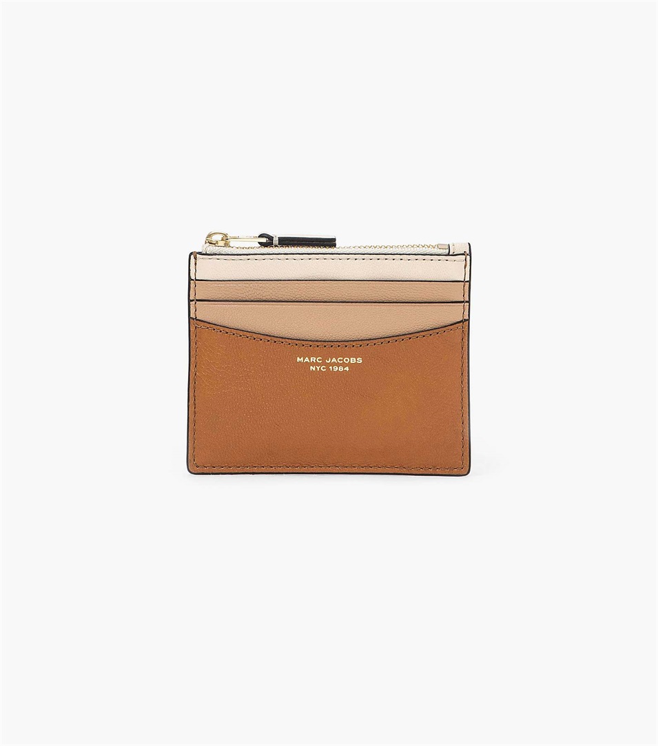 Carteras Marc Jacobs The Slim 84 Colorblock Zip Card Case Mujer Marrones Multicolor | Peru-61245