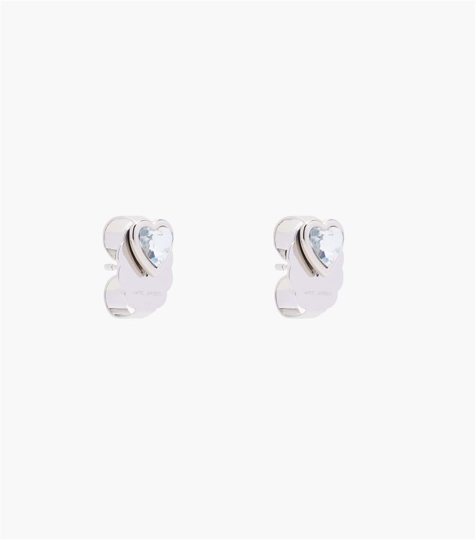 Pendientes Marc Jacobs The Charmed Heart Stud Mujer Plateadas | Peru-49205