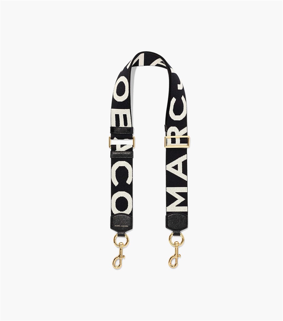 Strap Marc Jacobs The Logo Webbing Mujer Negras Blancas | Peru-23485